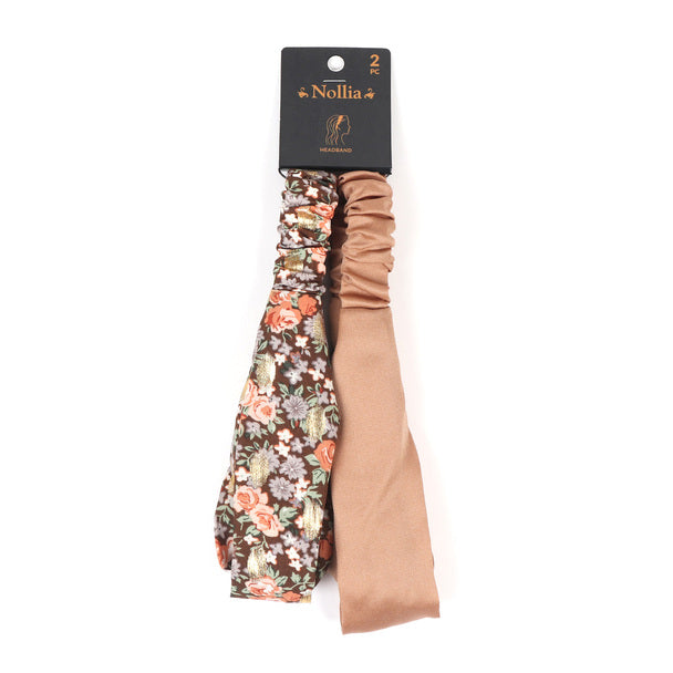 Headband - 2pc Floral Print and Solid