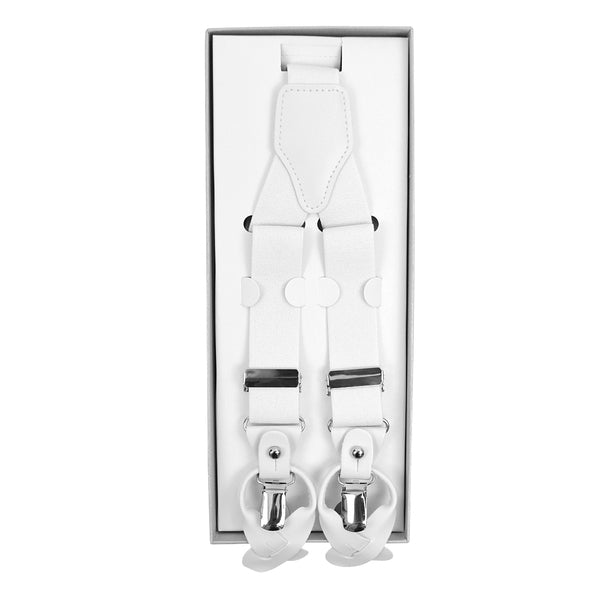 Men's Suspenders - Boxed Convertible Button Strap and Clip-On with Leather Trim