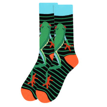 Load image into Gallery viewer, Men&#39;s Socks - Frog Striped Pattern Novelty Socks
