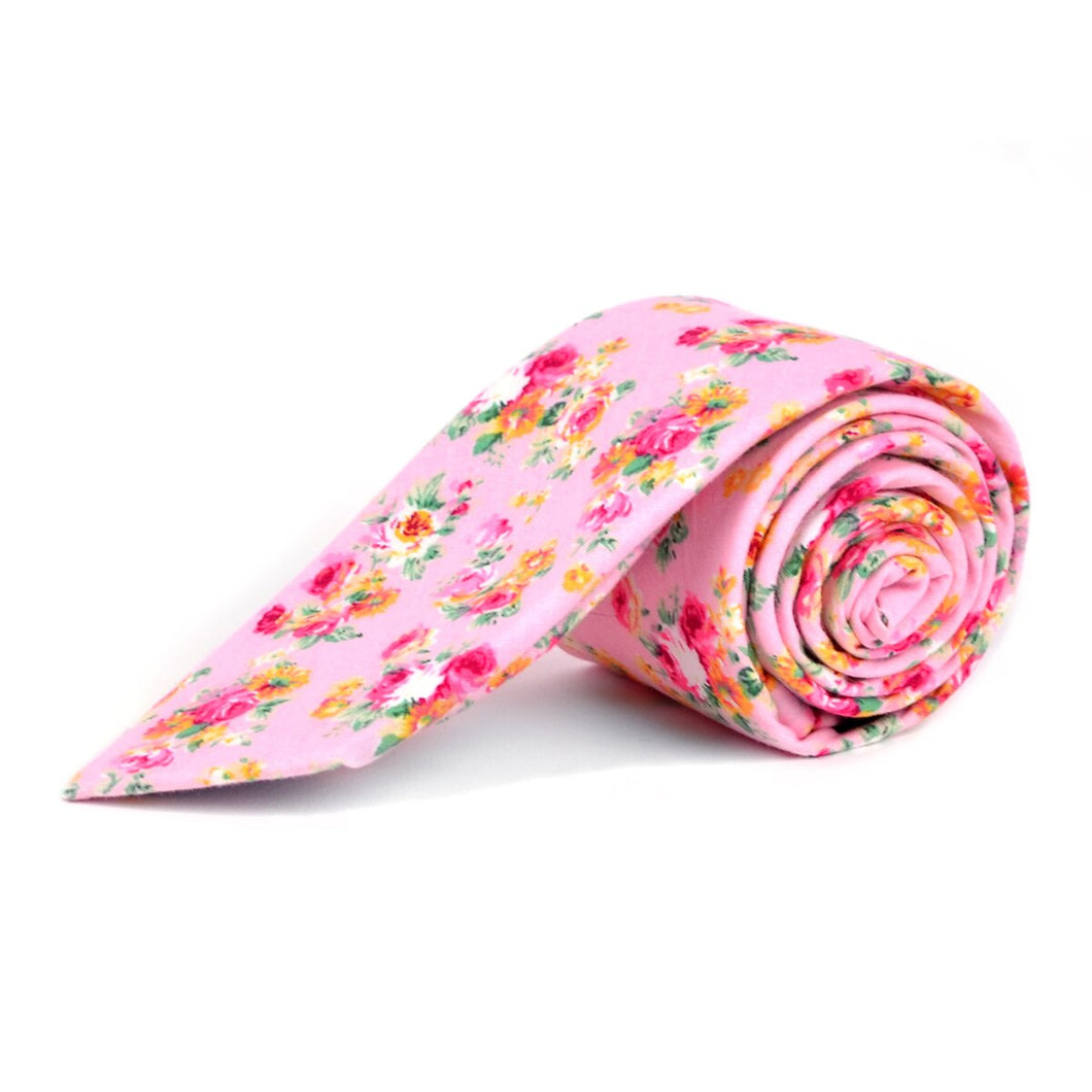 Tie - Floral Cotton Slim Tie  2.5