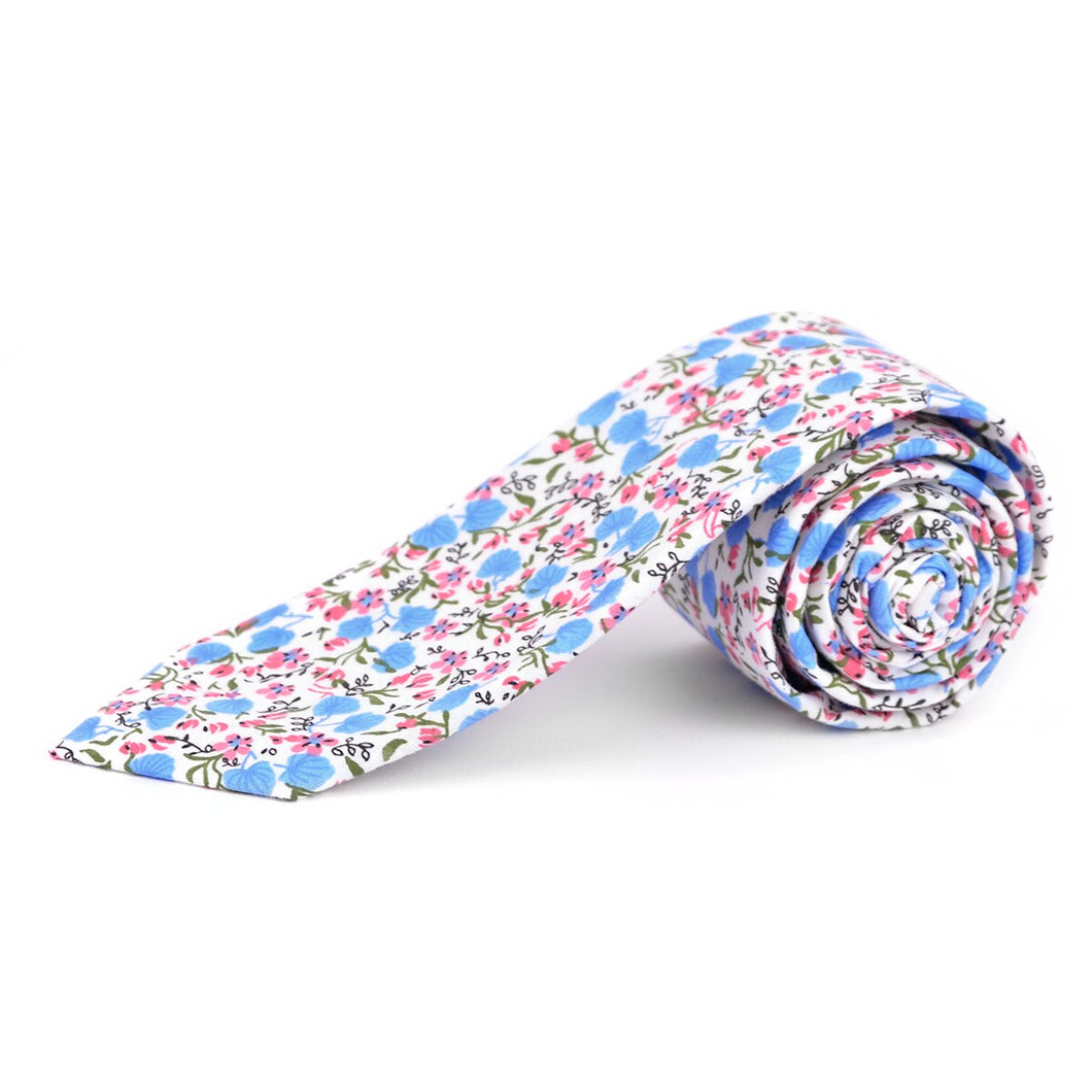 Tie - Floral Cotton Slim Tie  2.5