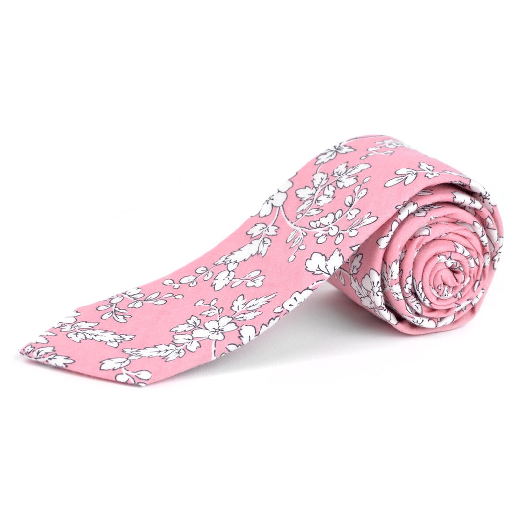 Tie - Floral Cotton Slim Tie  2.5