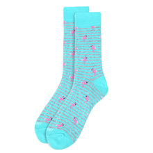 Load image into Gallery viewer, Men&#39;s Socks - Premium Cotton Collection - Stripes &amp; Flamingos
