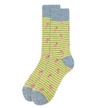 Load image into Gallery viewer, Men&#39;s Socks - Premium Cotton Collection - Stripes &amp; Flamingos
