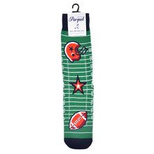 Load image into Gallery viewer, Parquet Men’s Football Field Novelty Crew Socks – Green Sports Theme
