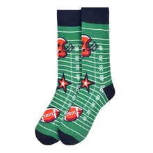 Load image into Gallery viewer, Parquet Men’s Football Field Novelty Crew Socks – Green Sports Theme
