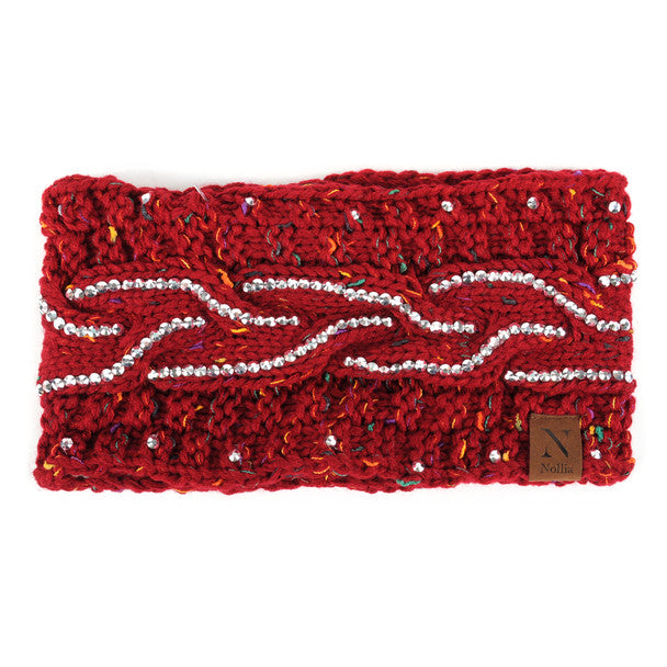 Women's Headband Warmer - Rhinestone Knit Winter Headband Ear Warmer