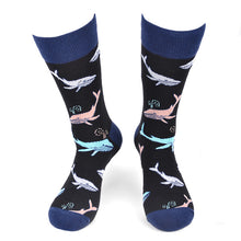 Load image into Gallery viewer, Parquet Men’s Whale Pattern Novelty Crew Socks – Black or Teal
