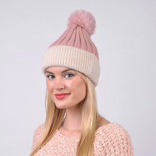Load image into Gallery viewer, Women&#39;s Winter Hat - Pom Pom Two-Tone Knit Hat
