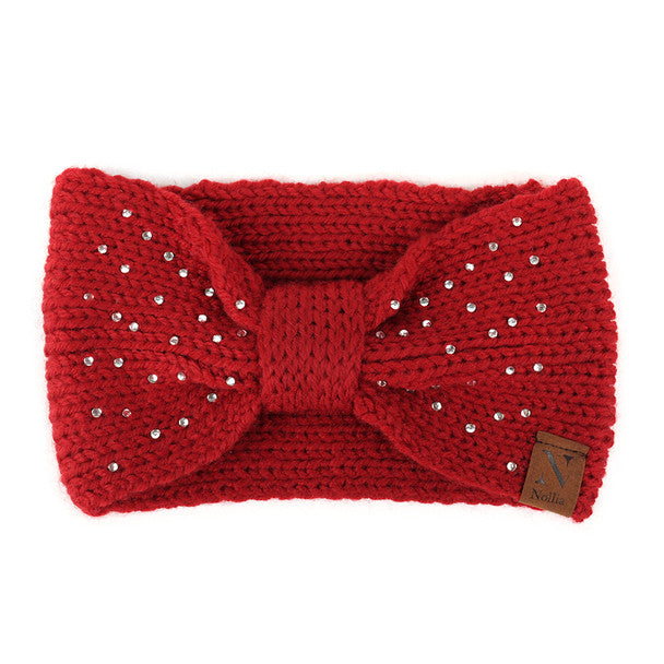 Women's Winter Headband - Rhinestone Knotted Knit Winter Headband Ear Warmer