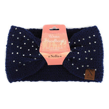 Load image into Gallery viewer, Women&#39;s Winter Headband - Rhinestone Knotted Knit Winter Headband Ear Warmer
