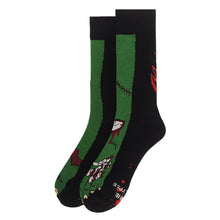 Load image into Gallery viewer, Parquet Men’s Zombie Feet Novelty Crew Socks – Black, Green &amp; Red
