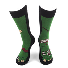 Load image into Gallery viewer, Parquet Men’s Zombie Feet Novelty Crew Socks – Black, Green &amp; Red
