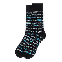 Load image into Gallery viewer, Parquet Men’s Vote Pattern Novelty Crew Socks – Black
