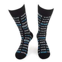 Load image into Gallery viewer, Parquet Men’s Vote Pattern Novelty Crew Socks – Black
