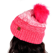 Load image into Gallery viewer, Women&#39;s Winter Hat - Split Toned Pom Pom Knit Hat
