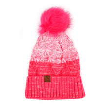 Load image into Gallery viewer, Women&#39;s Winter Hat - Split Toned Pom Pom Knit Hat
