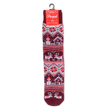 Load image into Gallery viewer, Parquet Vintage Winter Pattern Novelty Crew Socks – Green or Burgundy
