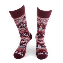 Load image into Gallery viewer, Parquet Vintage Winter Pattern Novelty Crew Socks – Green or Burgundy
