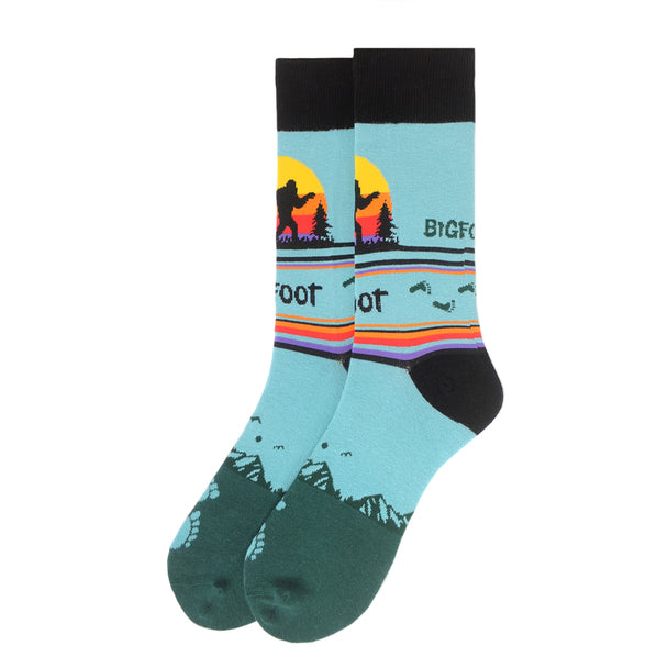 Parquet Men’s Bigfoot Novelty Crew Socks – Light Blue
