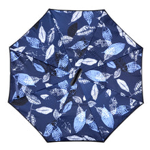 Load image into Gallery viewer, Umbrella - Blue Leaf Batik Double Layer Inverted
