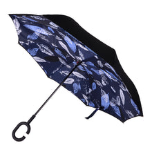 Load image into Gallery viewer, Umbrella - Blue Leaf Batik Double Layer Inverted
