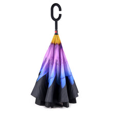 Load image into Gallery viewer, Umbrella - Purple and Blue Flower Double Layer Inverted
