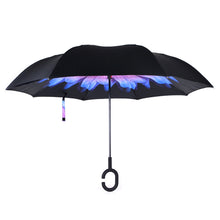 Load image into Gallery viewer, Umbrella - Purple and Blue Flower Double Layer Inverted

