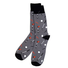 Load image into Gallery viewer, Parquet Men’s Golf Novelty Crew Socks – Grey &amp; Black
