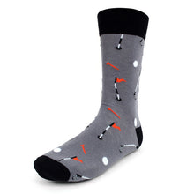 Load image into Gallery viewer, Parquet Men’s Golf Novelty Crew Socks – Grey &amp; Black
