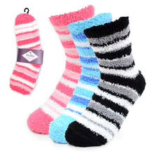 Load image into Gallery viewer, Women&#39;s Super Soft Fuzzy Warm Winter Home Sleeping Slipper Socks - Assorted 3 Pairs Stiped Warm Fuzzy Socks

