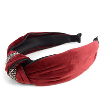 Load image into Gallery viewer, &quot;C&quot; Shaped Knotted Rhinestone Detail Velvet Feel Headband -PHB1001
