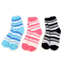 Load image into Gallery viewer, Women&#39;s Super Soft Fuzzy Warm Winter Home Sleeping Slipper Socks - Assorted 3 Pairs Stiped Warm Fuzzy Socks
