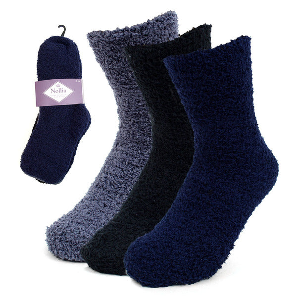 Women's Socks - Assorted 3 Pack Solid Color Warm Fuzzy Socks