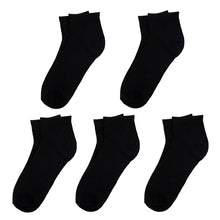 Load image into Gallery viewer, Men&#39;s Socks - 5 Pairs Pack Quarter Cut Black
