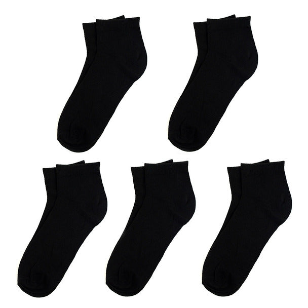 Men's Socks - 5 Pairs Pack Quarter Cut Black