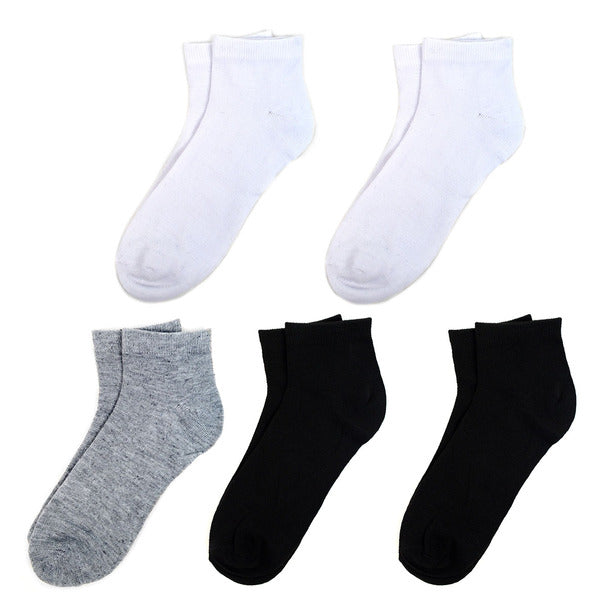 Men's Socks - 5 Pairs Pack Ankle Socks White, Gray & Black Socks