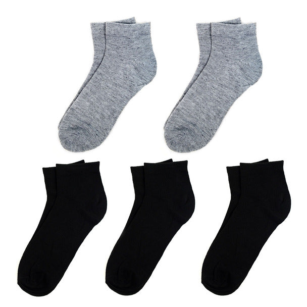Men's Socks - 5 Pairs Quarter Cut Black & Gray Socks
