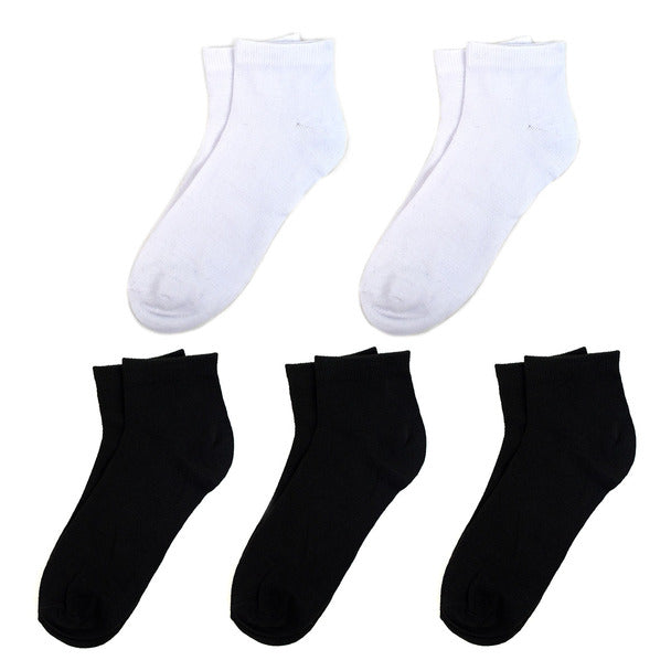 Men's Socks - 5 Pairs Ankle Socks White & Black