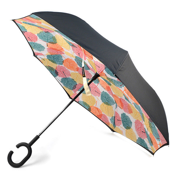 Umbrella - Multi Color Leaves Double Layer Inverted