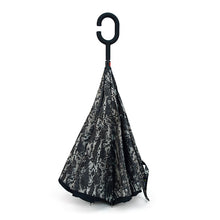 Load image into Gallery viewer, Parquet Snake Print Inverted Umbrella – Double Layer, UV Protection, C-Handle
