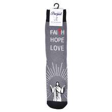 Load image into Gallery viewer, Parquet Men’s Faith Hope Love Novelty Crew Socks

