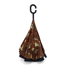 Load image into Gallery viewer, Umbrella - Brown Leopard Print Double Layer Inverted

