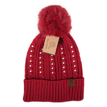 Load image into Gallery viewer, Women&#39;s Winter Hat - Pom Pom &amp; Pearls Knit Hat
