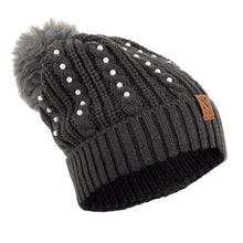 Load image into Gallery viewer, Women&#39;s Winter Hat - Pom Pom &amp; Pearls Knit Hat
