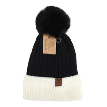 Load image into Gallery viewer, Women&#39;s Winter Hat - Pom Pom Two-Tone Knit Hat
