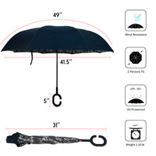 Load image into Gallery viewer, Parquet Snake Print Inverted Umbrella – Double Layer, UV Protection, C-Handle
