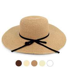 Load image into Gallery viewer, Women&#39;s Hats - Wide Brim Floppy Sun Hat with Ribbon Bowknot
