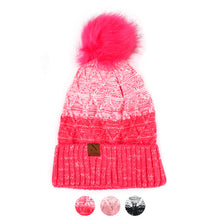 Load image into Gallery viewer, Women&#39;s Winter Hat - Split Toned Pom Pom Knit Hat
