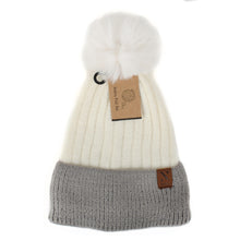 Load image into Gallery viewer, Women&#39;s Hat - Two-Tone Knitted w/ Pom Pom
